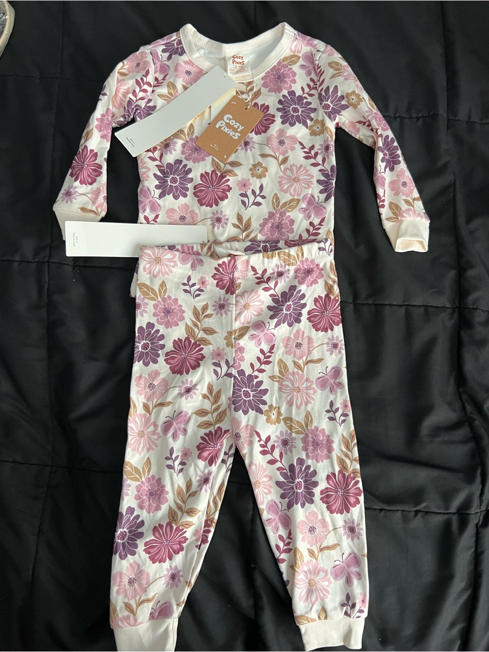 Cozy Pines Kids Floral Pink Long-Sleeve Pajama Set by Cozy Pines